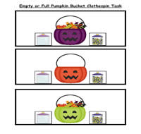 Empty or Full Pumpkin Pails Clothespin Task