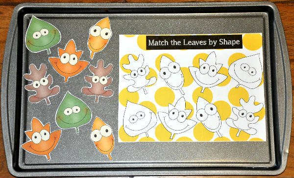 Silly Fall Leaves Shape Match Up Cookie Sheet Activity