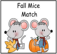 Fall Mice Match File Folder Game