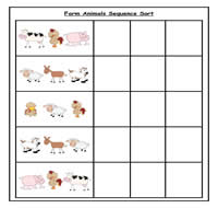 Farm Animal Sequence Sort Cookie Sheet Activity