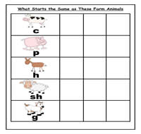 What Starts the Same: Farm Animals Edition Cookie Sheet Activity