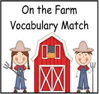 On the Farm Vocabulary Match File Folder Game