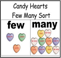 Candy Hearts: Few/Many Sort File Folder Game