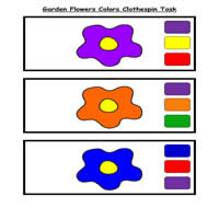 Garden Flowers Colors Clothespin Task