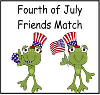 Fourth of July Friends Match File Folder Game