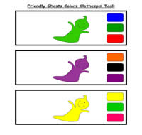 Friendly Ghosts Colors Clothespin Task