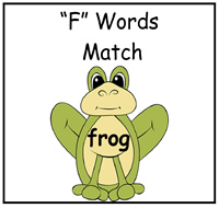 F Words Match File Folder Game