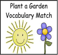 Plant a Garden Vocabulary Match File Folder Game