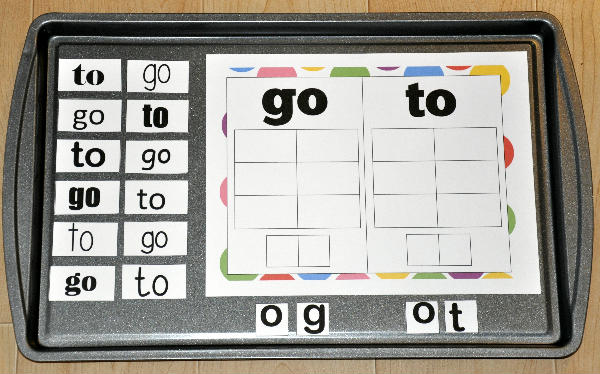 The \"Go/To\" Sort It! Spell It! Cookie Sheet Activity