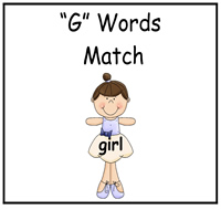 G Words Match File Folder Game