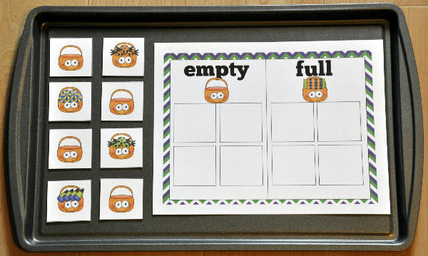 Halloween Empty/Full Sort Cookie Sheet Activity