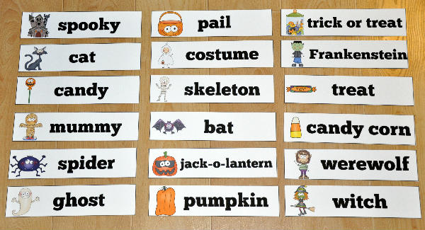 Halloween Themed Visual Word Wall Words