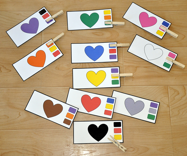 Heart Colors Clothespin Task