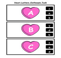 Heart Letters Clothespin Task