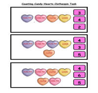 Counting Candy Hearts Clothespin Task