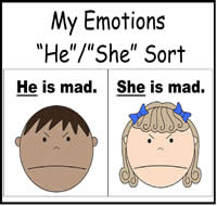 My Emotions "He"/"She" Sort File Folder Game