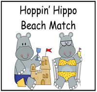 Hopping Hippo Beach Match File Folder Game