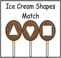 Ice Cream Shapes Match File Folder Game