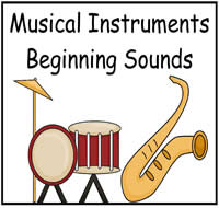 Musical Instruments Beginning Sounds File Folder Game