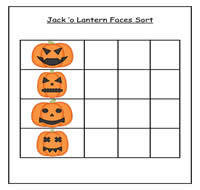 Jack o\' Lantern Faces Sort Cookie Sheet Activity