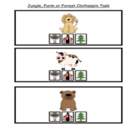 Jungle Farm or Forest Clothespin Task