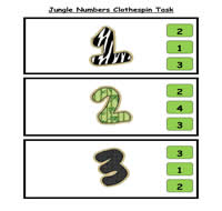 Jungle Numbers Clothespin Task