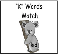 K Words Match File Folder Game