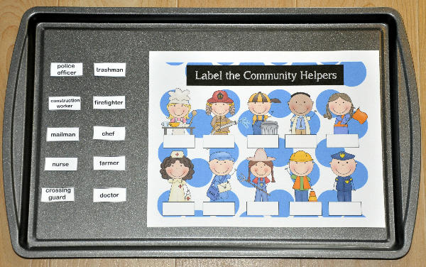 Label the Community Workers Cookie Sheet Activity