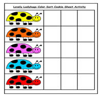 Lovely Ladybugs Colors Sort Cookie Sheet Activity