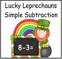 Lucky Leprechauns Simple Subtraction File Folder Game
