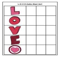 L-O-V-E Sort Cookie Sheet Activity