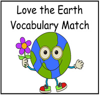 Love the Earth Vocabulary Match File Folder Game