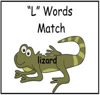 L Words Match File Folder Game