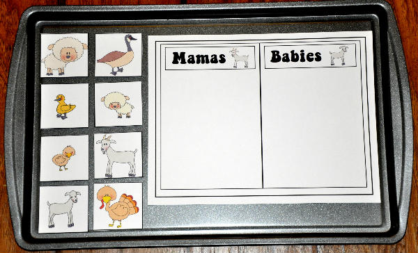 Farm Mamas and Babies Sort Cookie Sheet Activity 2