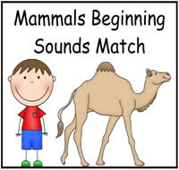 Mammals Beginning Sounds Match File Folder Game