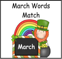 March Words Match File Folder Game