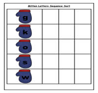 Mittens: Which Letters Come Next Cookie Sheet Activity