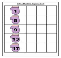 Mitten Which Numbers Come Next Cookie Sheet Activity