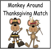 Monkey Around Thanksgiving Match File Folder Game
