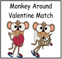 Monkey Around Valentine\'s Day Match File Folder Game