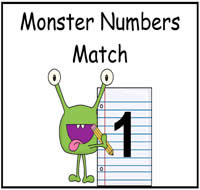 Monsters Number Match File Folder Game