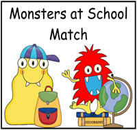 Monsters at School Match File Folder Game