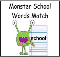 Monster School Words Match File Folder Game