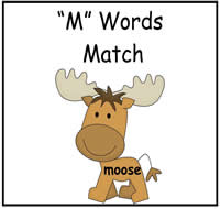 M Words Match File Folder Game
