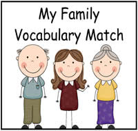 My Family Vocabulary Match File Folder Game