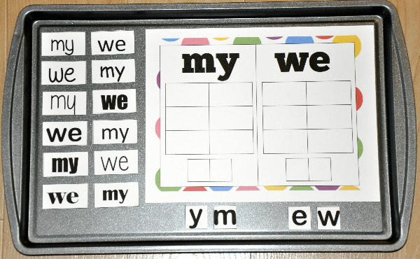 The \"My/We\" Sort It! Spell It! Cookie Sheet Activity