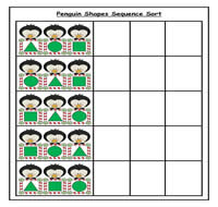 Penguin Shapes Sequence Sort Cookie Sheet Activity