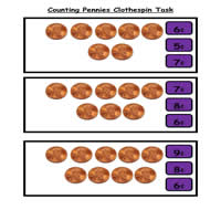 Counting Pennies (Coins) Clothespin Task