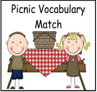 Picnic Vocabulary Match Up File Folder Game