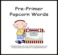 Pre-Primer Popcorn Words Activities